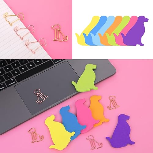 Miniatura 4 de TIESOME Lindas notas adhesivas para perros con clips de papel, 210 hojas de notas autoadhesivas de animales de dibujos animados, pestañas de índice