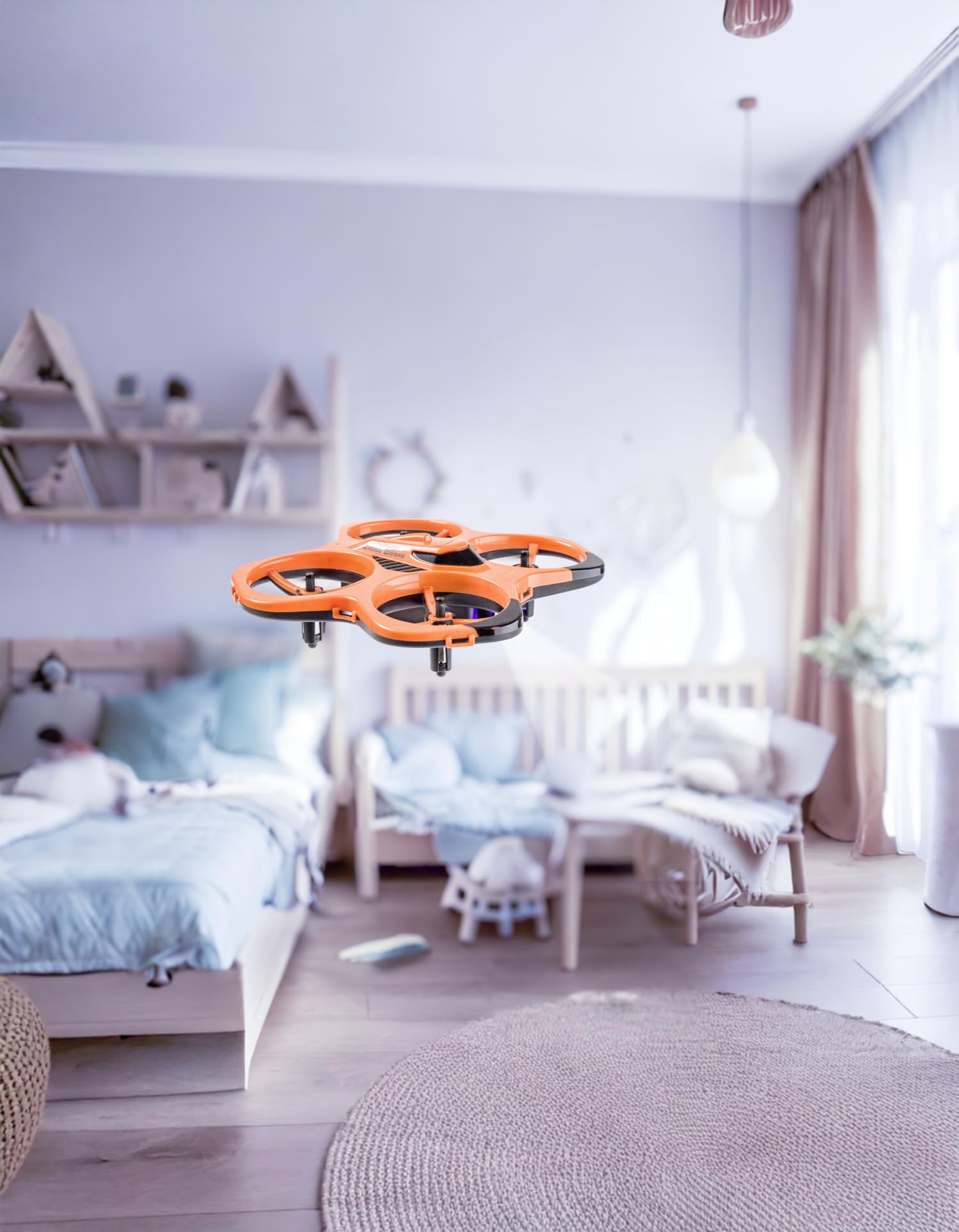Carson Cyber Drone IR RTF – quadricottero RC con funzione Flip a 360°, modalità Headless, stabilizzazione giroscopica, illuminazione LED, drone radiocomandato, arancione