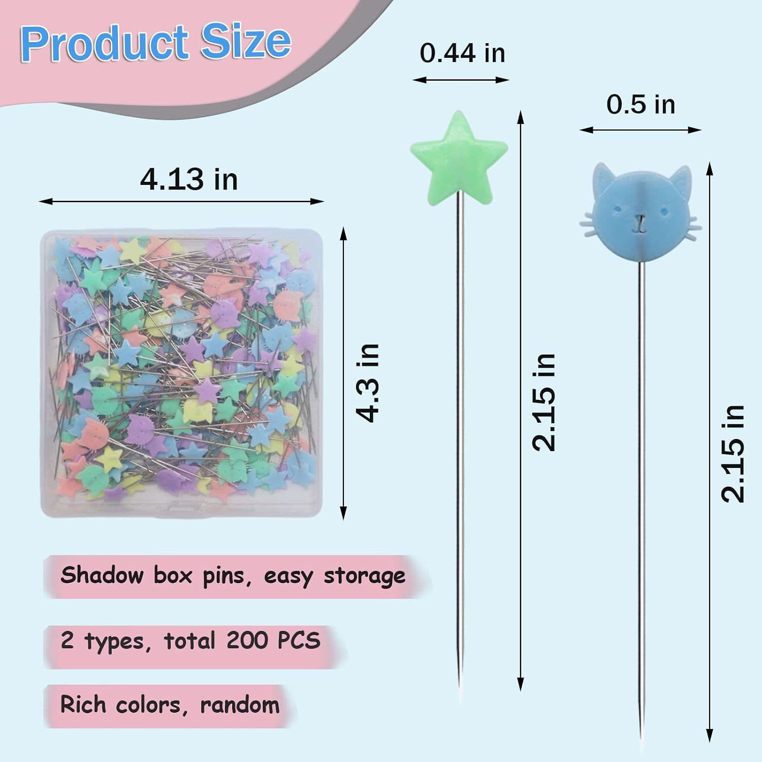 200PCS Sewing Pins for Fabric, Straight Pins Sewing with Flat Head Pins image 2