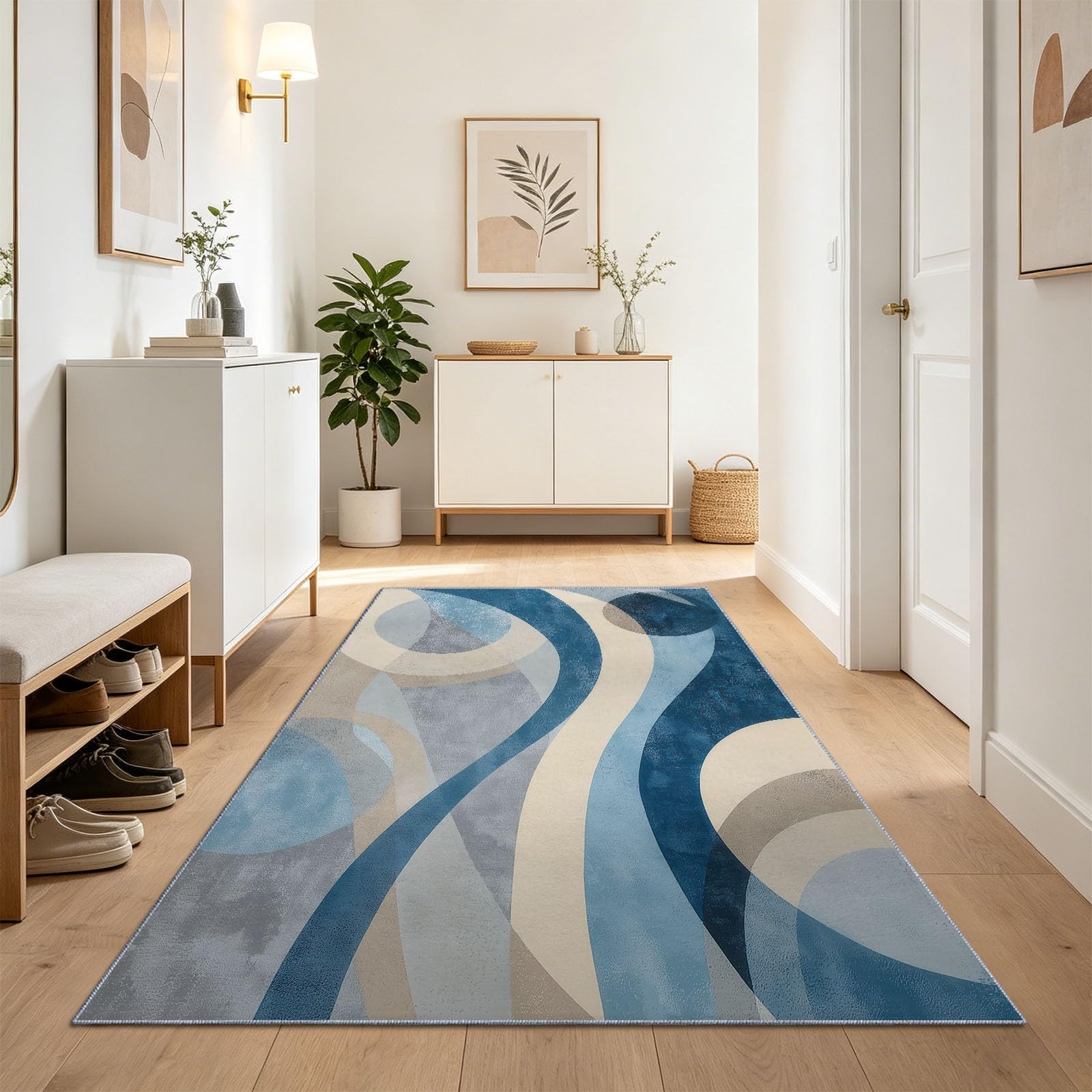 Tapis de passage antidérapant bleu 80x240 cm pour sol glissant