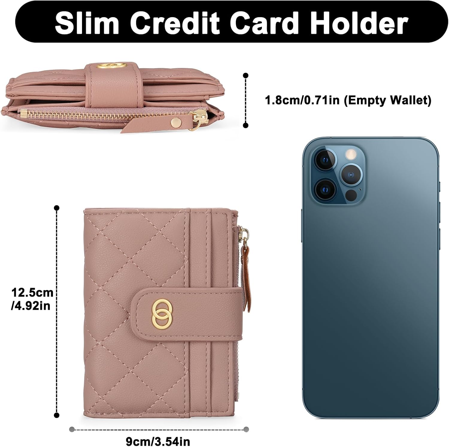 GAEKEAO Small Wallet for Women Slim Bifold Leather Credit Card Holder Wallets Zipper Pocket Coin Purse with ID Window - Image 2