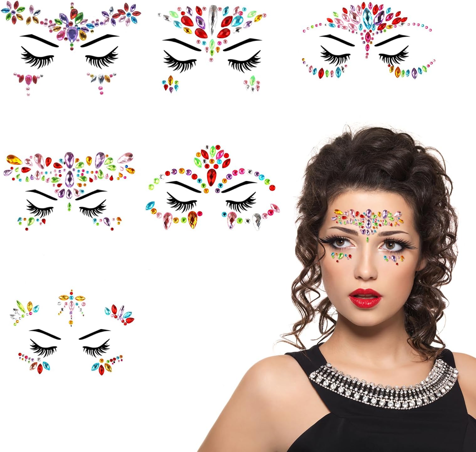 simarro 6 Pcs Face Gems Glitter, Face Gems For Festivals