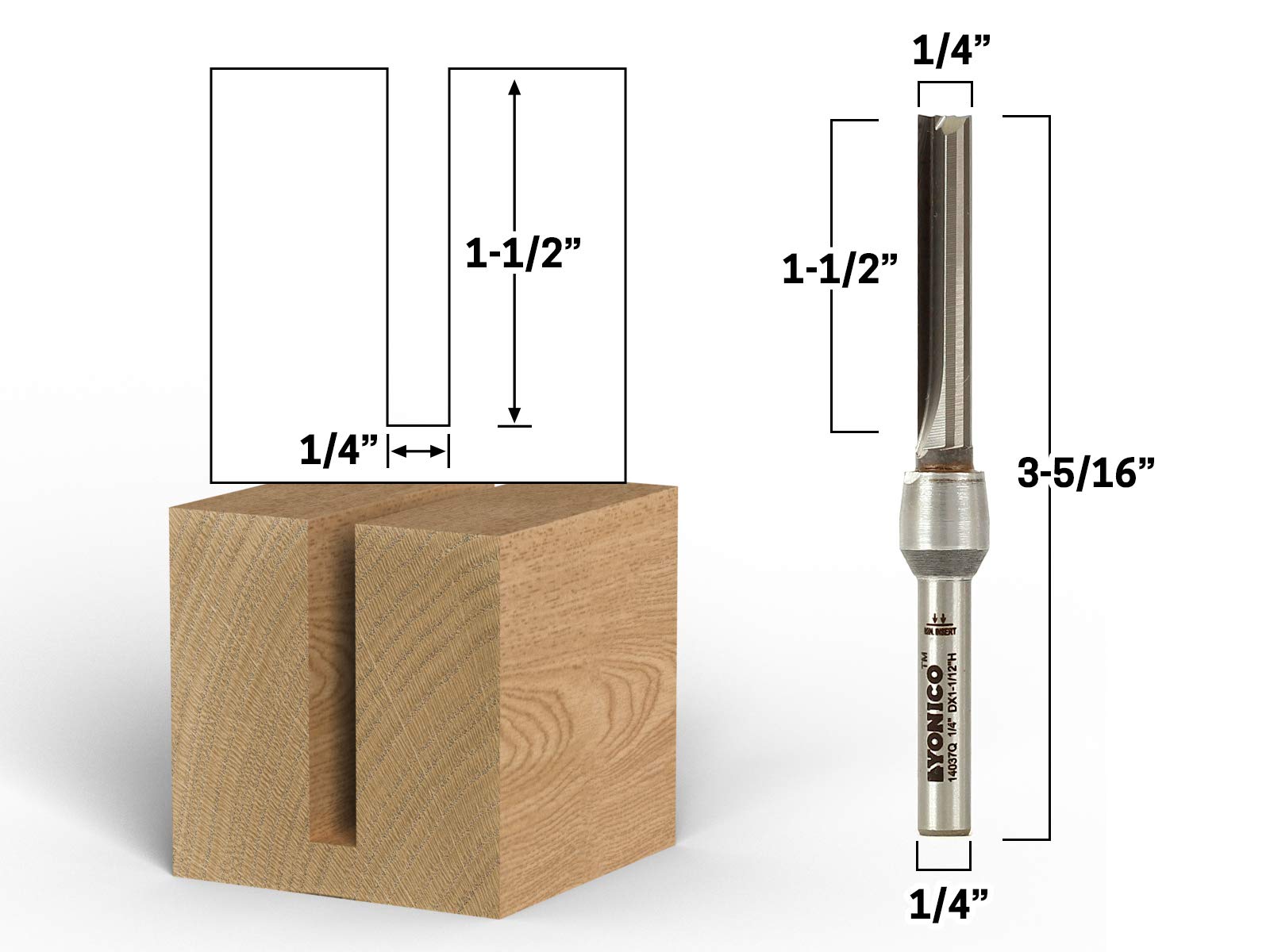 Yonico 14037q 1/4-Inch Diameter Solid Carbide Insert Straight Router Bit 1/4-Inch Shank - Image 2