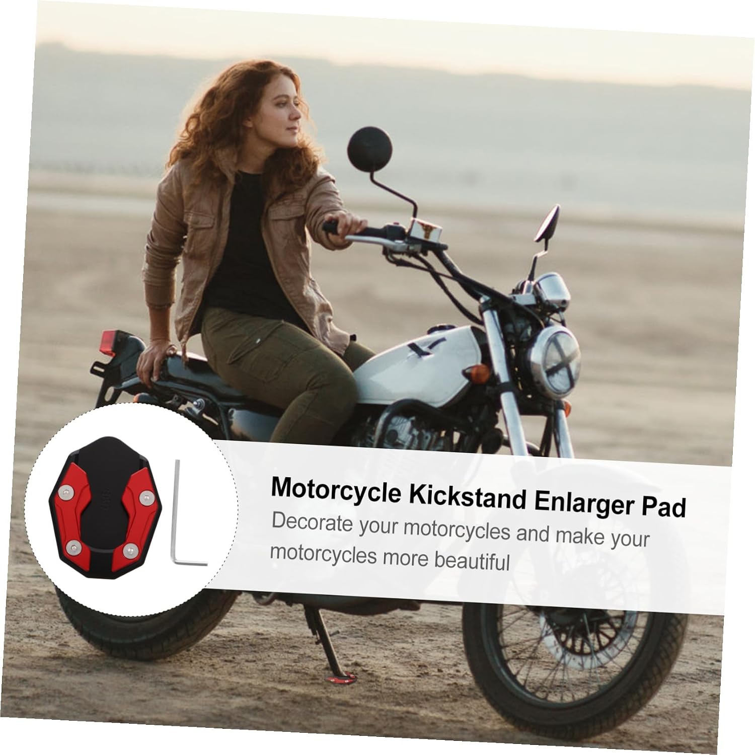 Kickstand Foot Side Stand Extension Pad Aluminum Support Plate Red