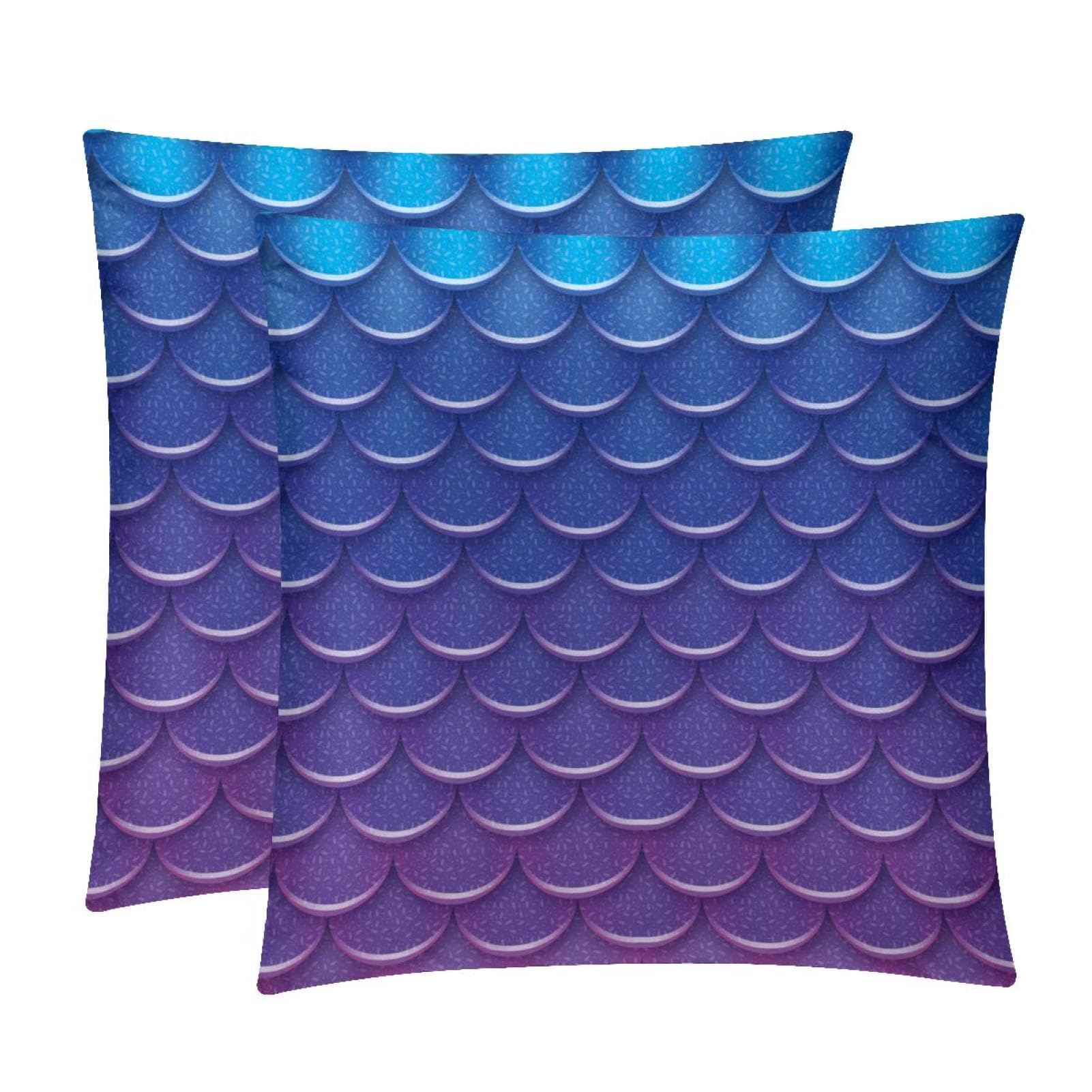 TDGKPZ Purple Mermaid Scale Throw Pillow Covers 2 Pack Pillowcases Soft Cozy Pillow Cases For Couch Bed Sofa 45x45cm