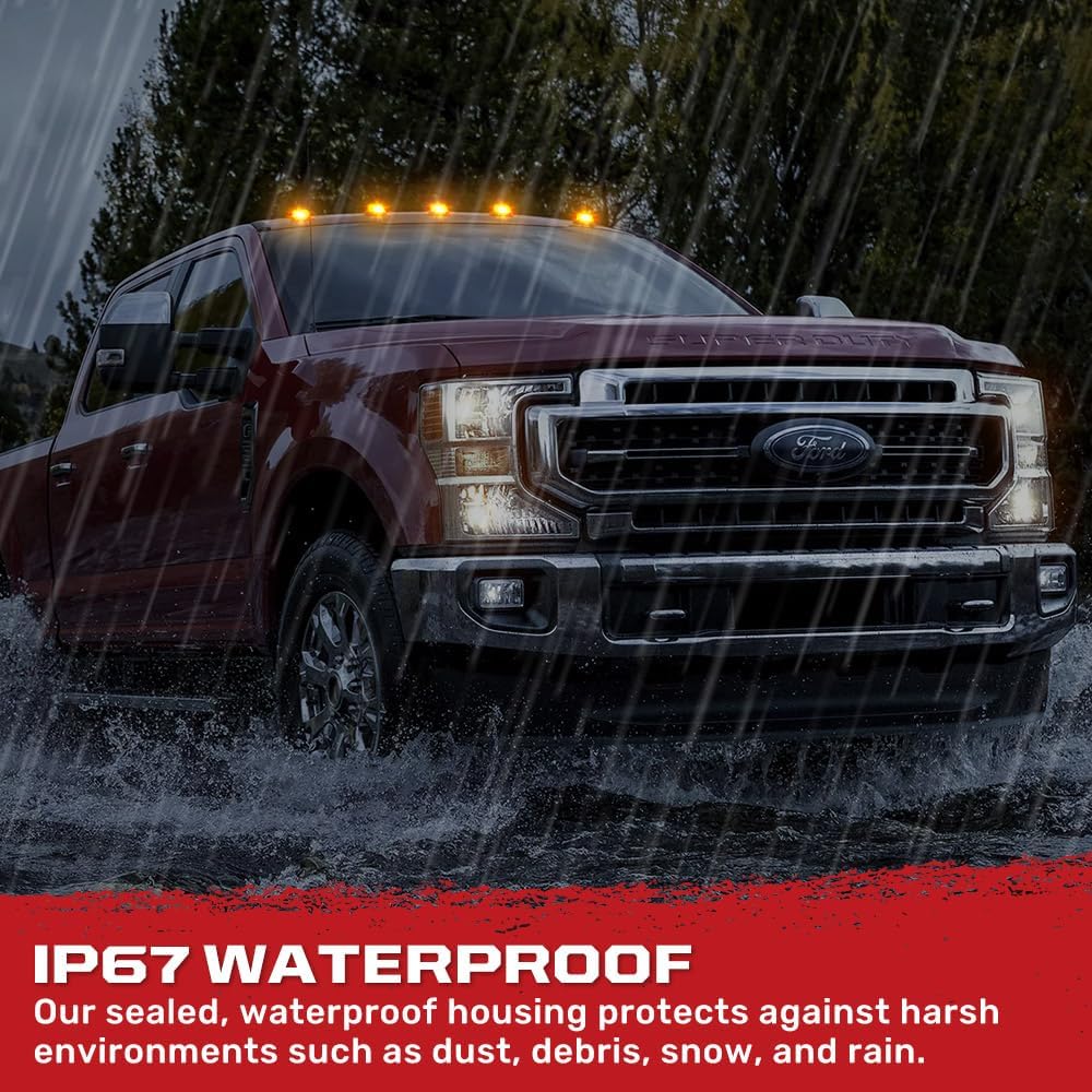 RECON - Fits 2017-2022 Super Duty 5-Piece Cab Roof Light Set 2-Way Front & Rear Facing Ultra High Power LED Multiple Lens & Colors (Replaces Factory/OEM Cab Lights Only) (AMBER LED, SMOKED LENS)