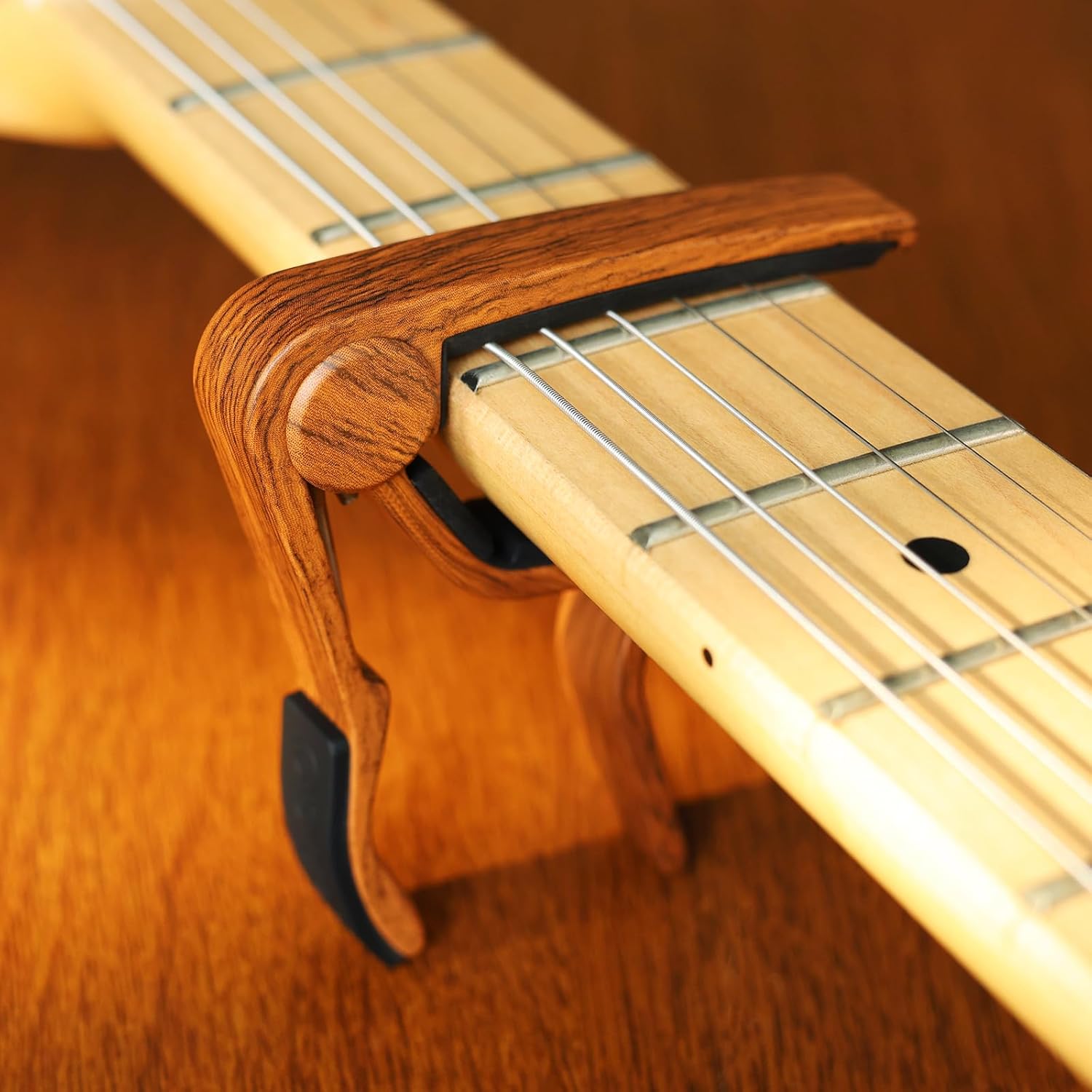 WINGO Wooden Guitar Capo for 6-String Acoustic Electric Guitars,Bass,Ukulele -Rosewood Free 5 Picks - Image 5