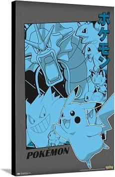 Trends International Pokemon - Group Anime Wall Poster, 22.37" x 34.00", Stretched Canvas