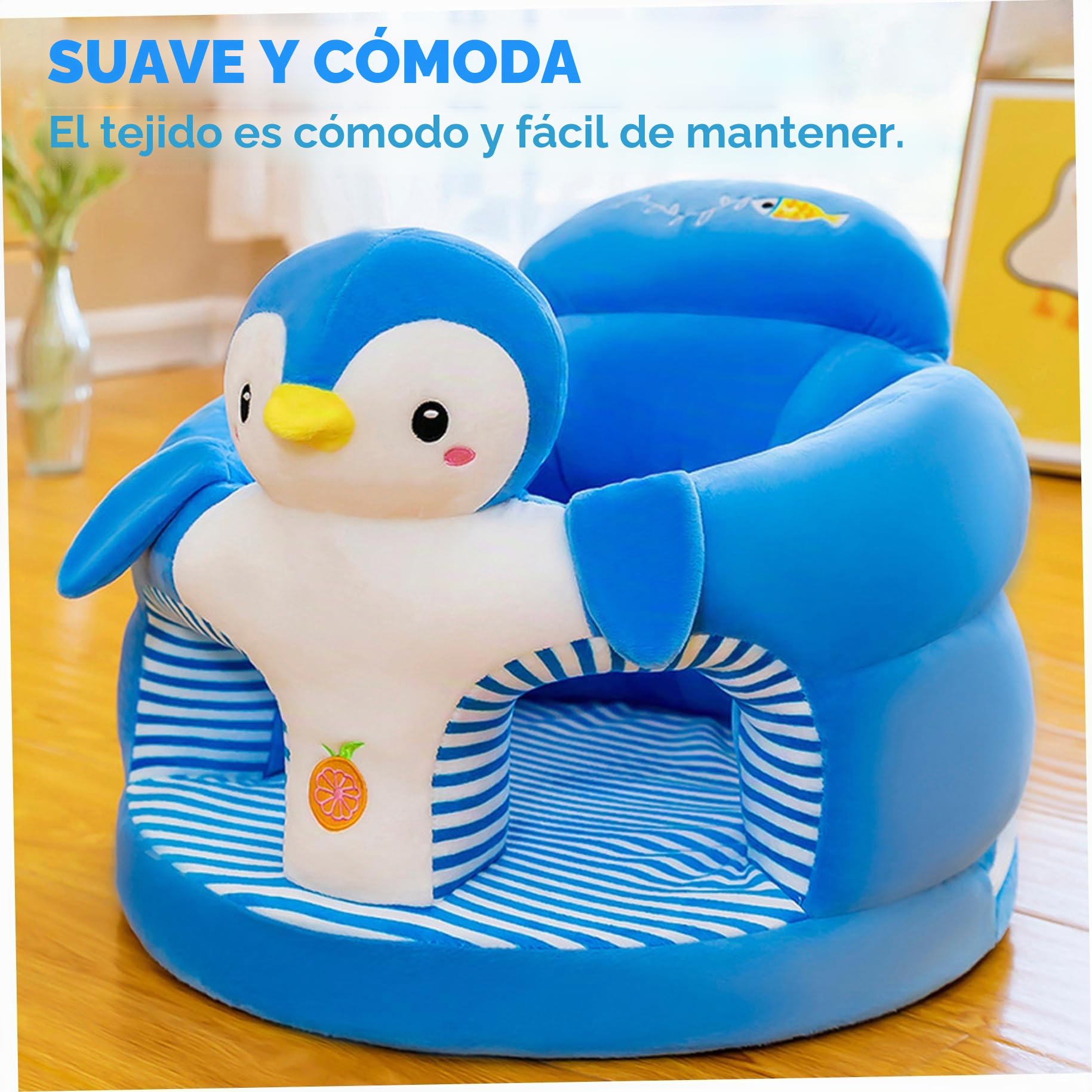 Baby Sit Me Up Seat Pingüino de Dibujos Animados Soporte para bebé para bebés de 0 a 36 Meses Silla Suave para niños pequeños para Dormitorio, Sala de Estar, guardería, Apartamento, Figürchen