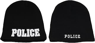 Trade Winds Police 3-D Black with White Letters Embroidered Beanie Skull Cap Hat