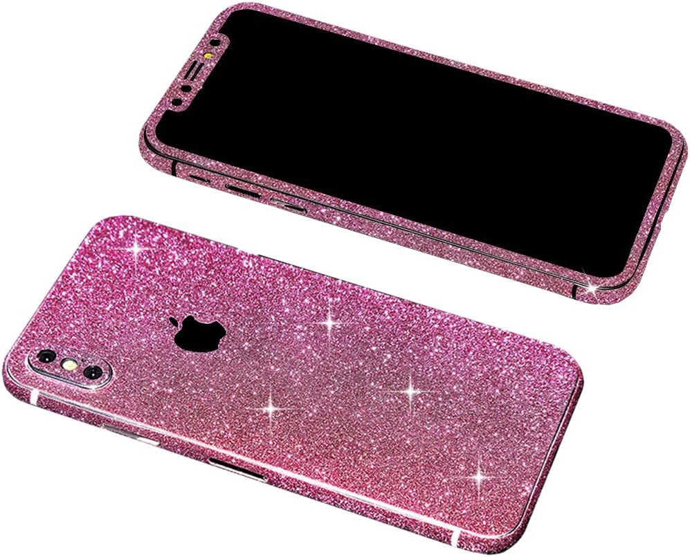 iPhone X Bling Skin Sticker, Supstar Full Body Coverage Glitter Vinyl Decal - Dustproof, Anti-Scratch for Apple iPhone X 2019 (Rose)