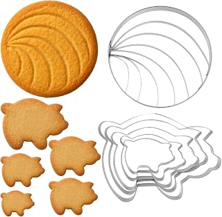 Concha Stamp Concha Cutter Pig Cookie Cutter for Mexican Cookbook Fans Mexican Bread Mold Baking Tool Fun Durable Cookie Stamps for Baking Cookies Family Gifting, Silver Two Sided Mold
