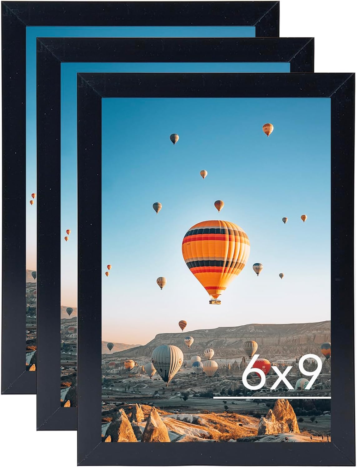 JCJMY 6x9 Picture Frame Set of 3 Black for Wall Hanging or