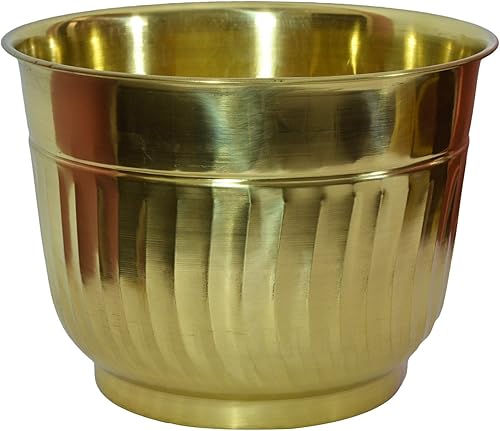 Maceta de latón hecha a mano, maceta de latón, maceta de latón, panter para interiores y exteriores, con acabado lacadopulido (diámetro 12 pulgadas)