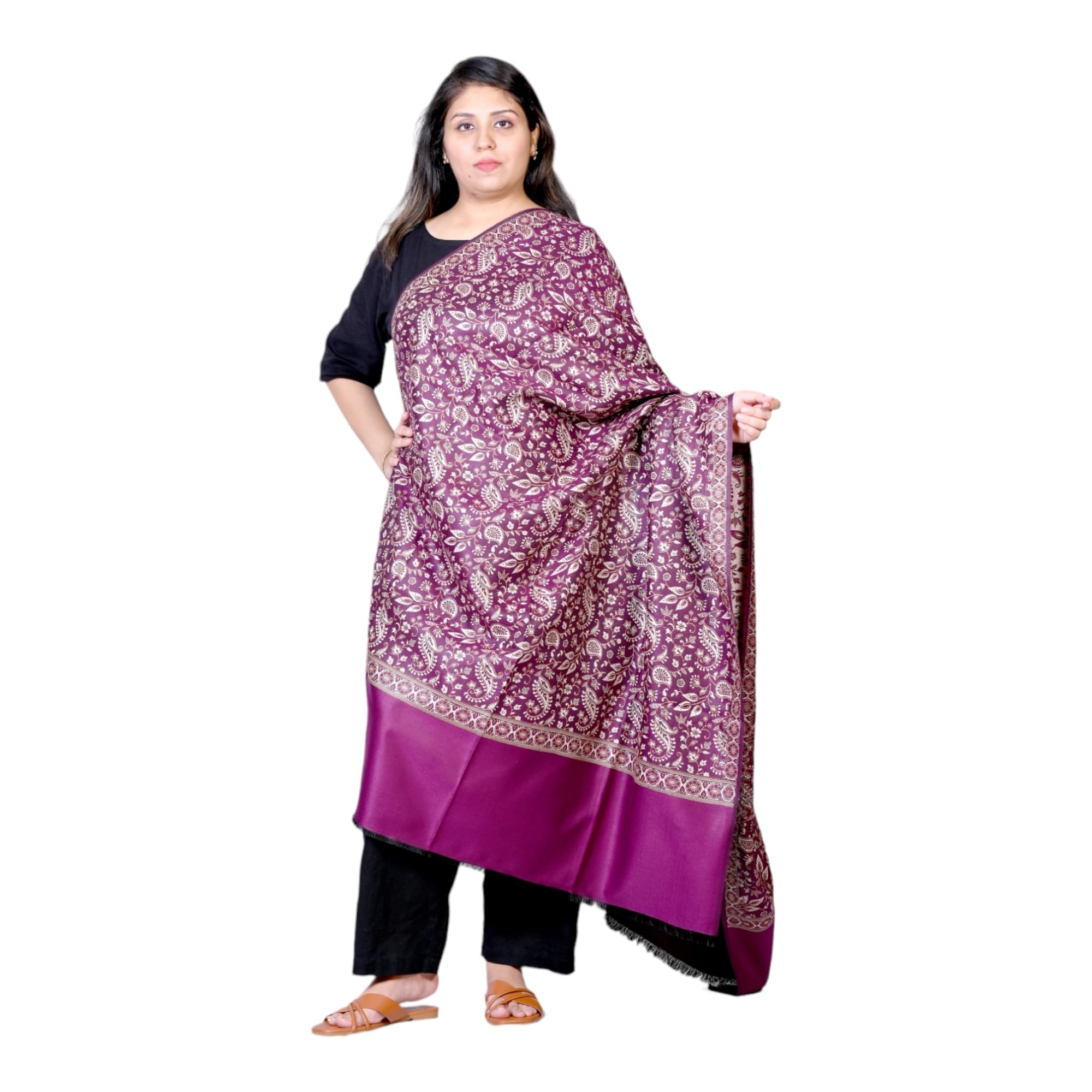 allure motifs Acrelyc blended Purple color woven Shawl for women-picture-15