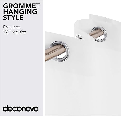 Miniatura 7 de Deconovo Cortinas blancas para oscurecer la habitación, 50% reducción de luz, para sala de estar, 38 x 84 pulgadas, 2 paneles de cortina, blanco puro