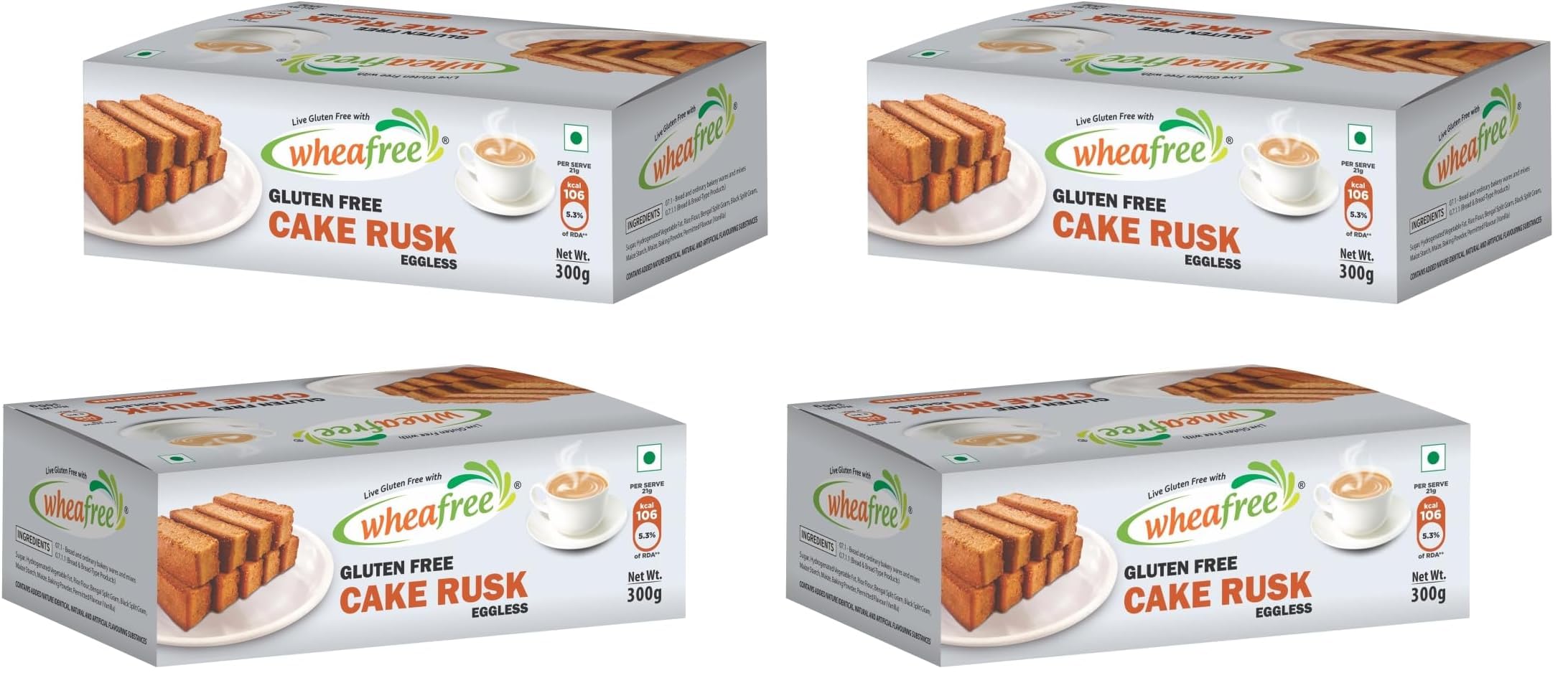 Wheafree Gluten Free Cake Rusk (Eggless)(Pack of 4 x 300g Each) | Tasty, Crunchy and Crispy | Best Tea Time Snacks | No Maida | 100% Vegetarian and Wholesome Ingredients-image-33