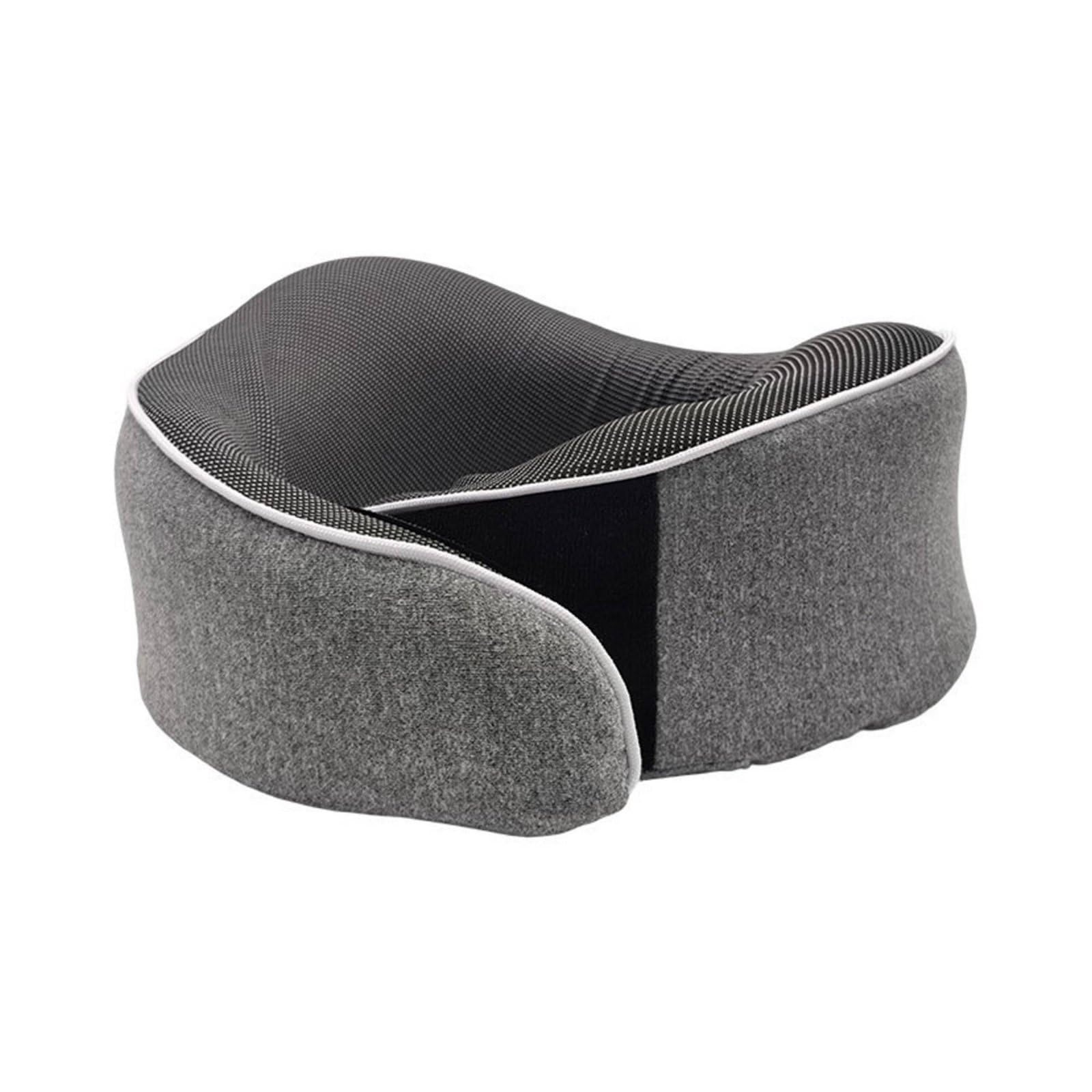 CLOVRIX® Portable U-Shaped Travel Pillow Includes Carry Case Memory Neck Compressible Cushion Breathable Material for Travelers, Commuters, Office Workers, Car Rides, Gray, Set with Eva |-image-35
