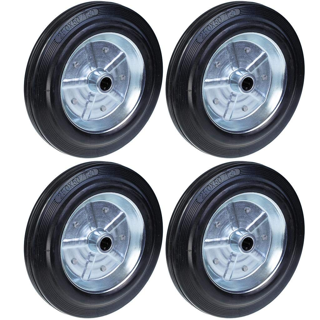 Gumowa opona 250 mm 10 cali z tłoczoną stalą środkową 20 mm 840 kg, zestaw 4 sztuk