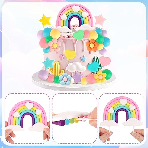 Miniatura 91 de Hooqict 26 piezas de decoraciones de pasteles de los años 80 y 90, decoraciones retro de los años 80 de hip hop con bolas de purpurina para cupcakes