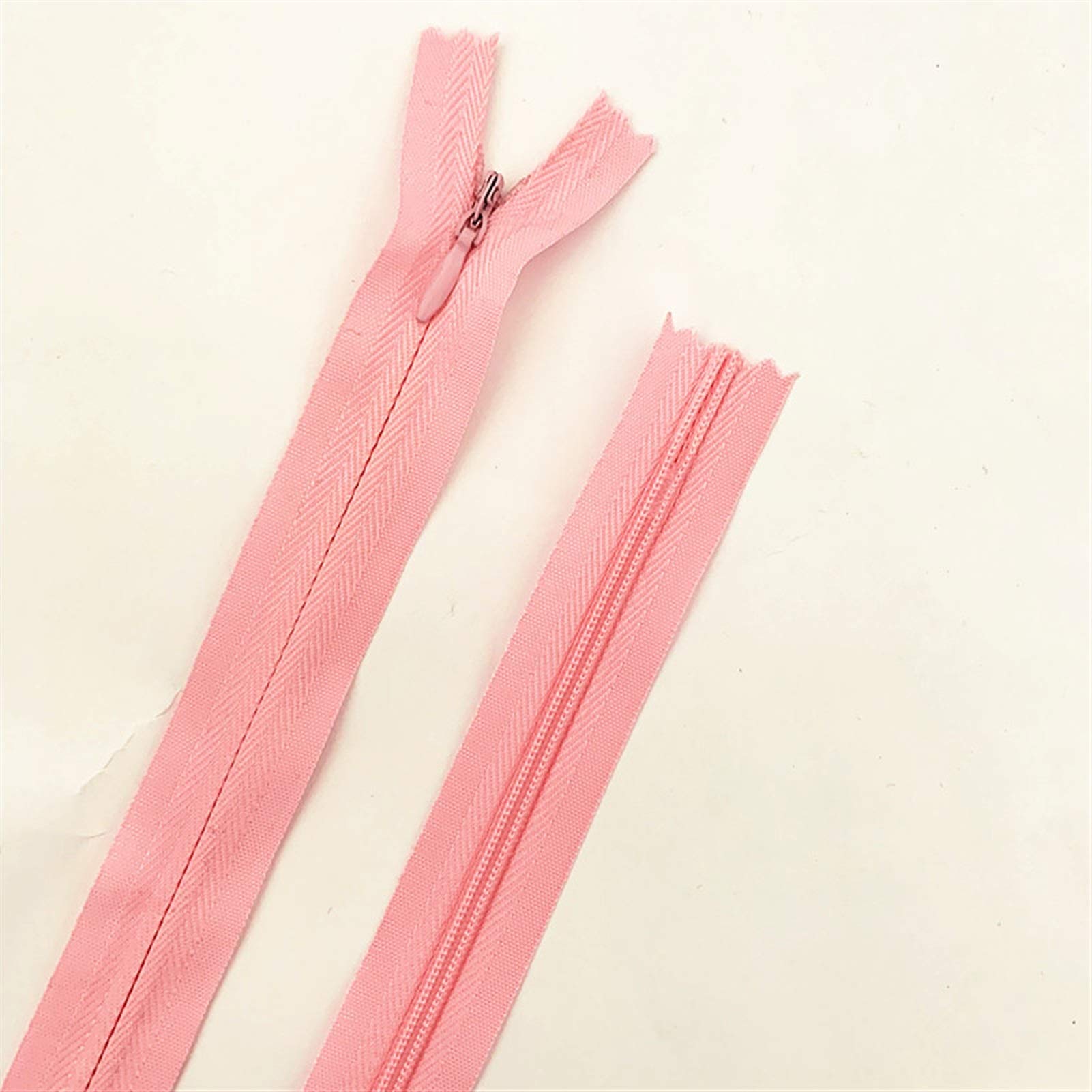 Cremallera doble 50 piezas, 28-60 cm de longitud, cremallera oculta, bricolaje, anillo de cremallera de costura de nylon (Color : Pink, Size : 40CM_50)
