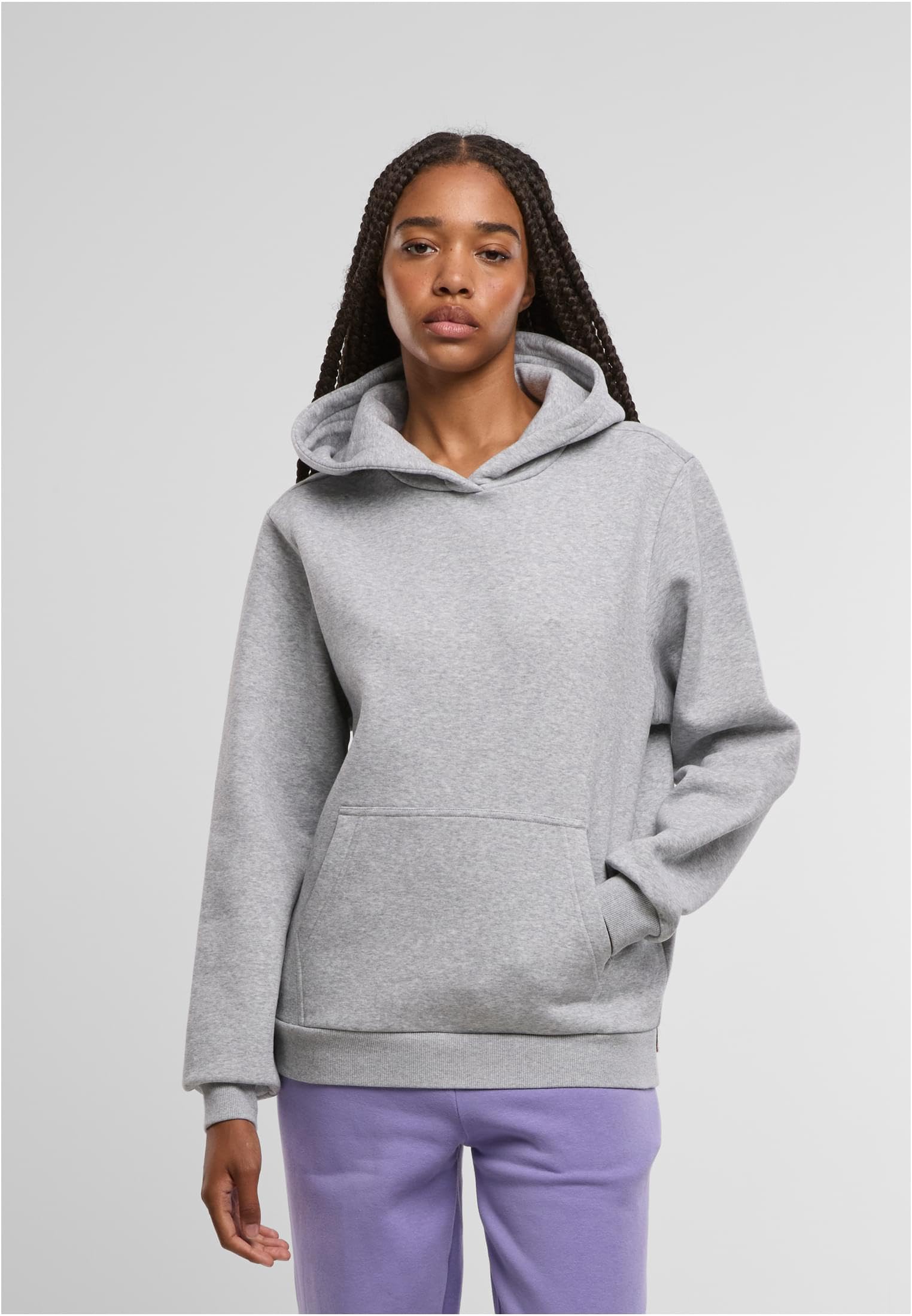 Urban Classics Damska bluza z kapturem Fluffy – miękka bluza z kapturem z kieszenią typu kangur, czarna, oversized fit, przytulna bluza z kapturem na co dzień i w czasie wolnym