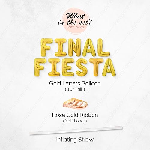 Miniatura 2 de PartyForever Kit de decoración de globos FIESTA para despedida de soltera mexicana de oro grande, globos y suministros para despedida de soltera -