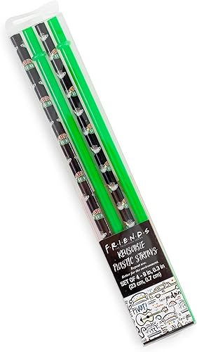 Miniatura 2 de Silver Buffalo Friends Central Perk - Juego de 4 popotes de plástico reutilizables, 10 x 1.5 x 0.25