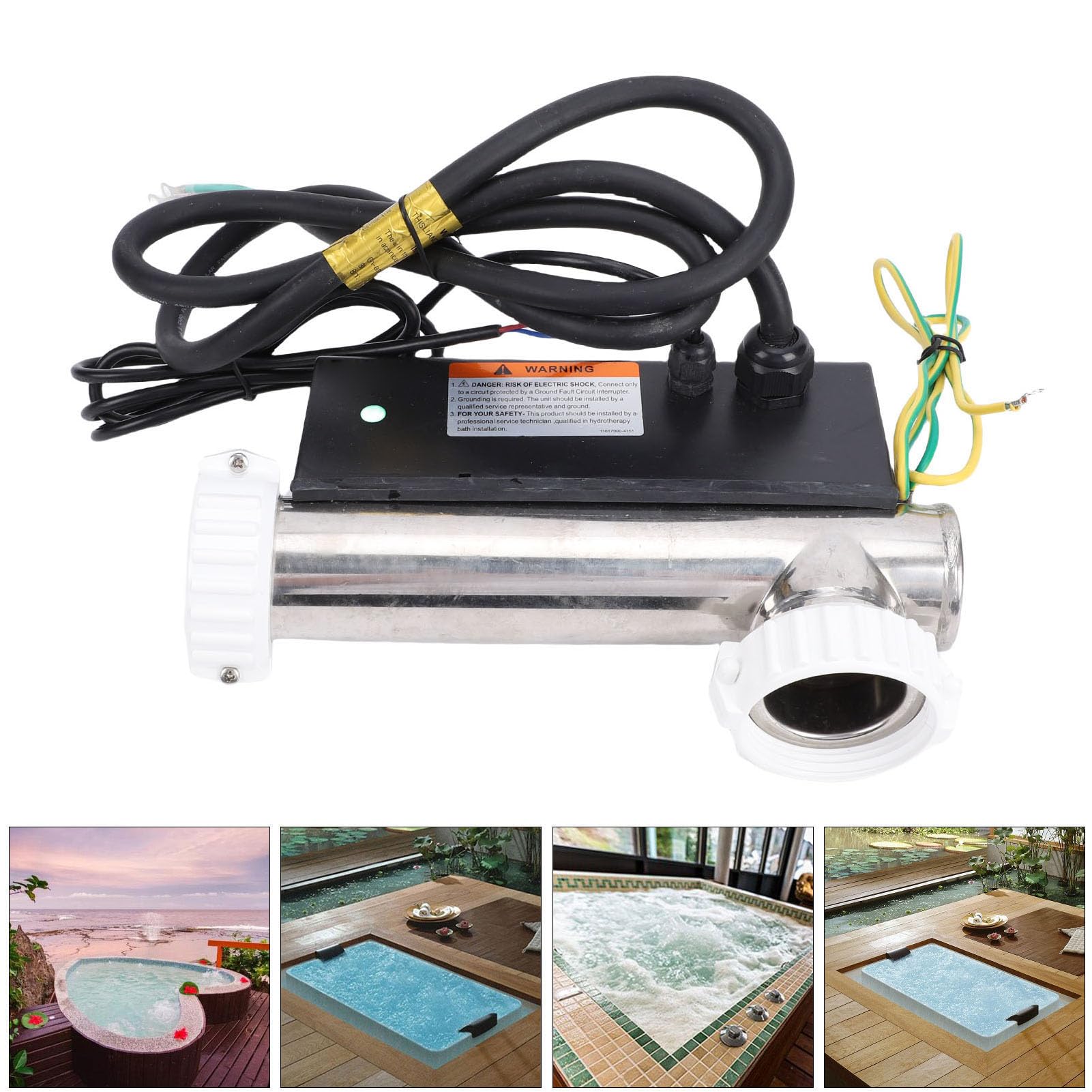 Yctze Termostat Grzejnika Wanny z Hydromasażem 3KW Regulacja Temperatury Ogrzewania Termostat Grzejnika Wanny z Hydromasażem 3KW Przenośny Podgrzewacza Basenu Regulator Temperatury Spa IPX5 H
