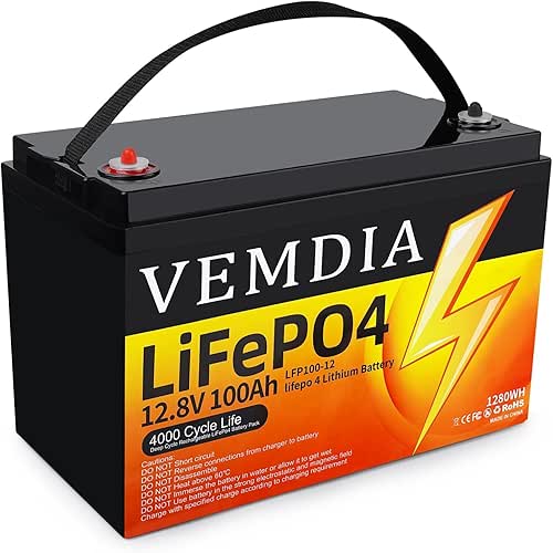 12V 100Ah LiFePO4 Lithium Battery, Group 31 Lithium Iron Phosphate