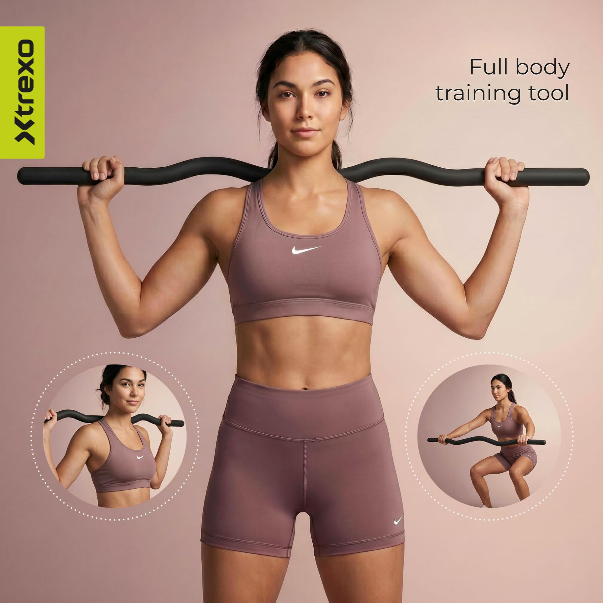 Barra curl curvada SCULPT de 110 cm, de silicona, para entrenamiento de brazos, 11,3 kg, núcleo de hierro