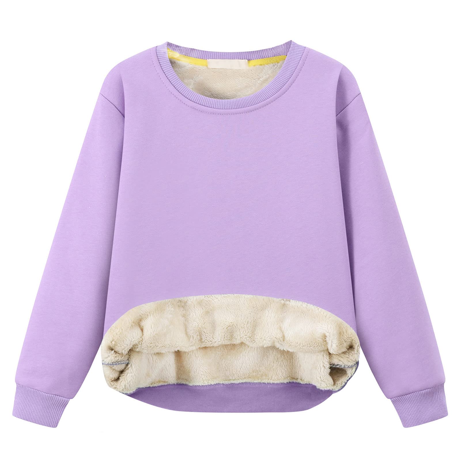Girls Sweatshirt Kids Fleece Lined Sweatshirts Winter Warm Sherpa Crewneck Pullover