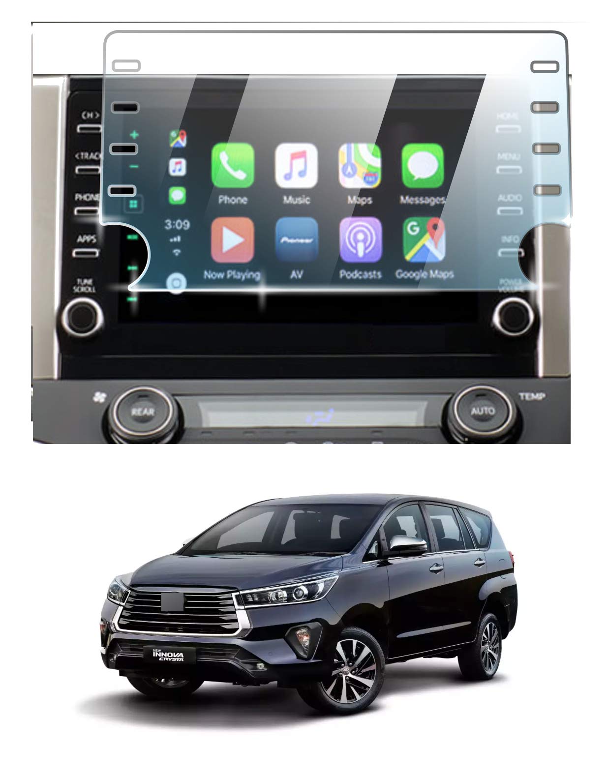 LF Hydrophobic Toyota New Innova Crysta Z, New Fortuner Facelift 2020-2021 Car Accessories Navigation Or Music System (Stereo) Touch Screen Guard 8Inches (Company Fitted)-Clear-image-49