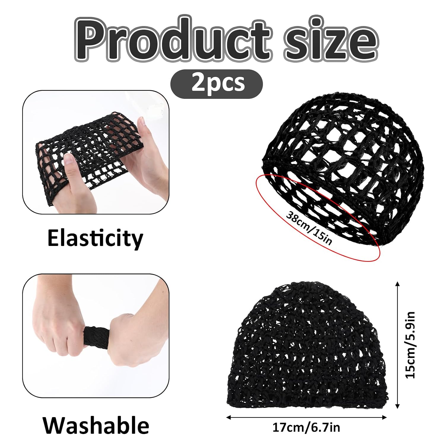 2PCS Hair Nets For Sleeping, Crochet Hair Net, Silk Press Wrap For Hair, Hair Wrap Net, Sleeping Hair Wrap Caps For Hair Silk Press Tidy Women Sleeping
