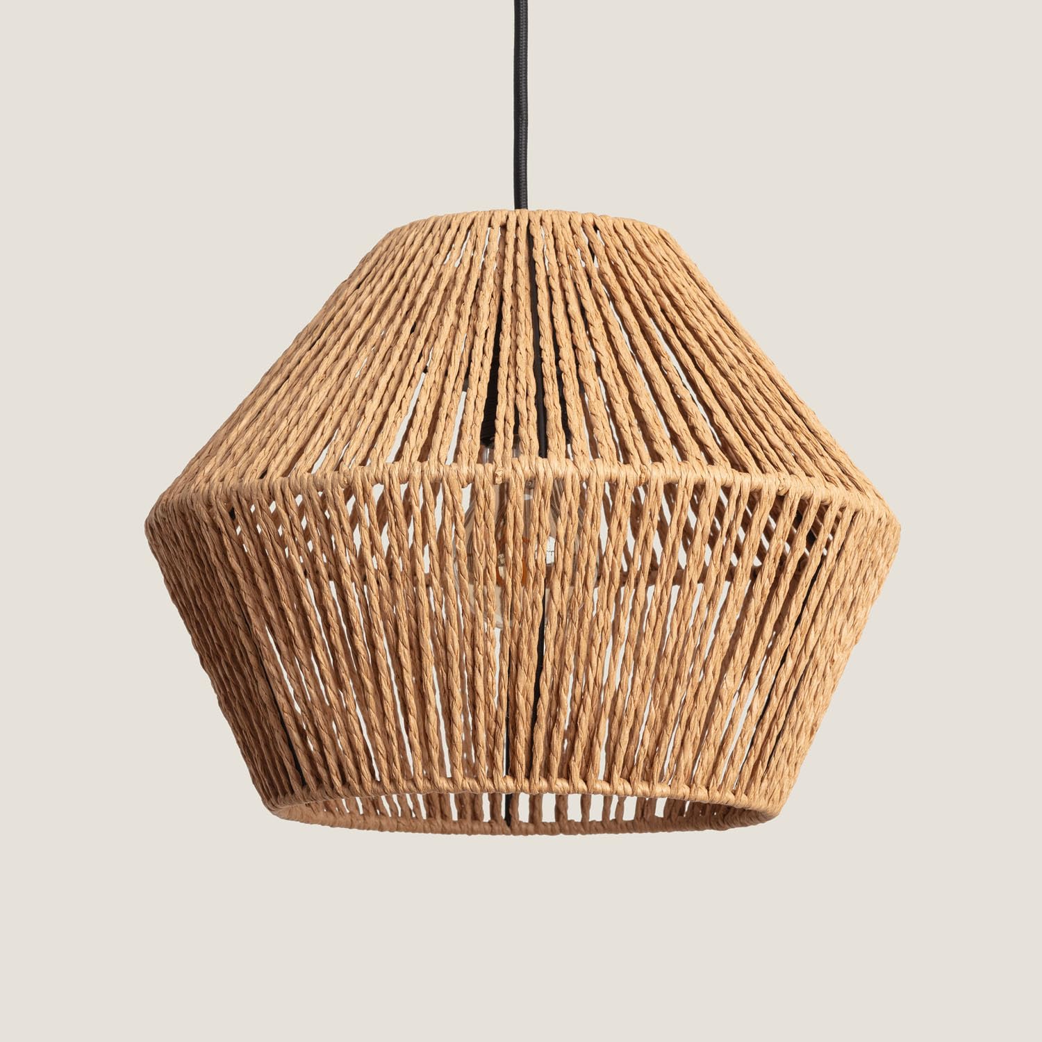 LEDKIA LIGHTING - Lámpara Colgante Kirito | Diseño Elegante y Único | Papel Trenzado Resistente | Compatible con Bombilla E27 | Uso Interior | Cable Ajustable; Natural
