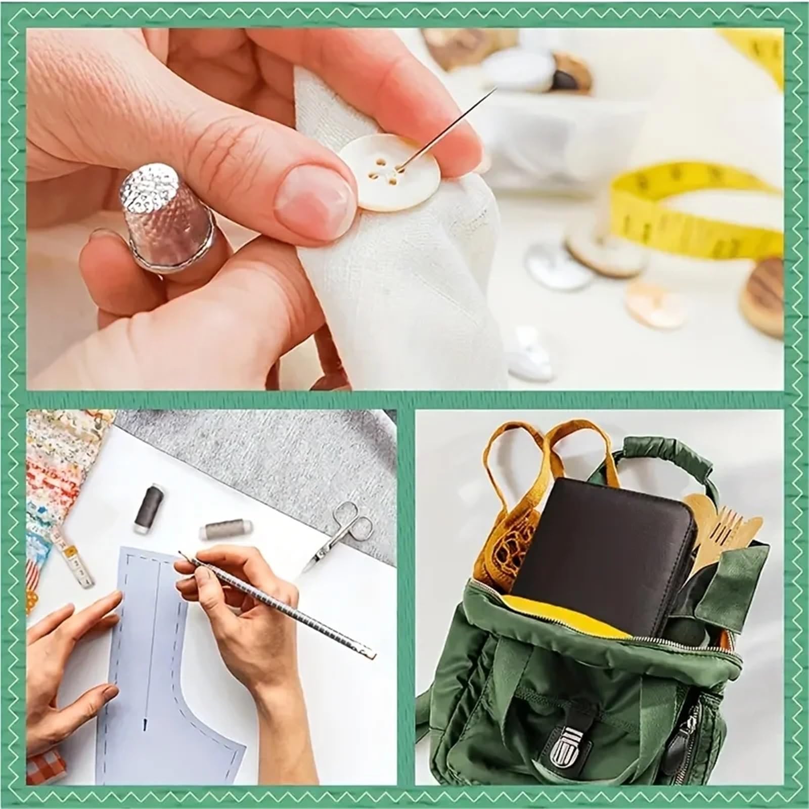 Set Cucito da Viaggio Completo Kit da cucito completo 229 pezzi con fili, aghi, forbici, metro a nastro, bottoni e altro for progetti di artigianato fai te