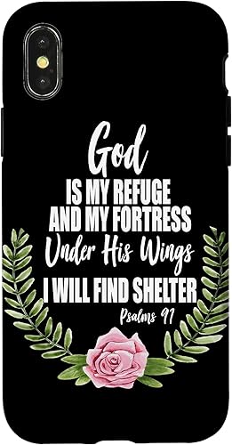Miniatura 7 de Funda floral con texto en inglés "God Is My Refuge" para iPhone 13