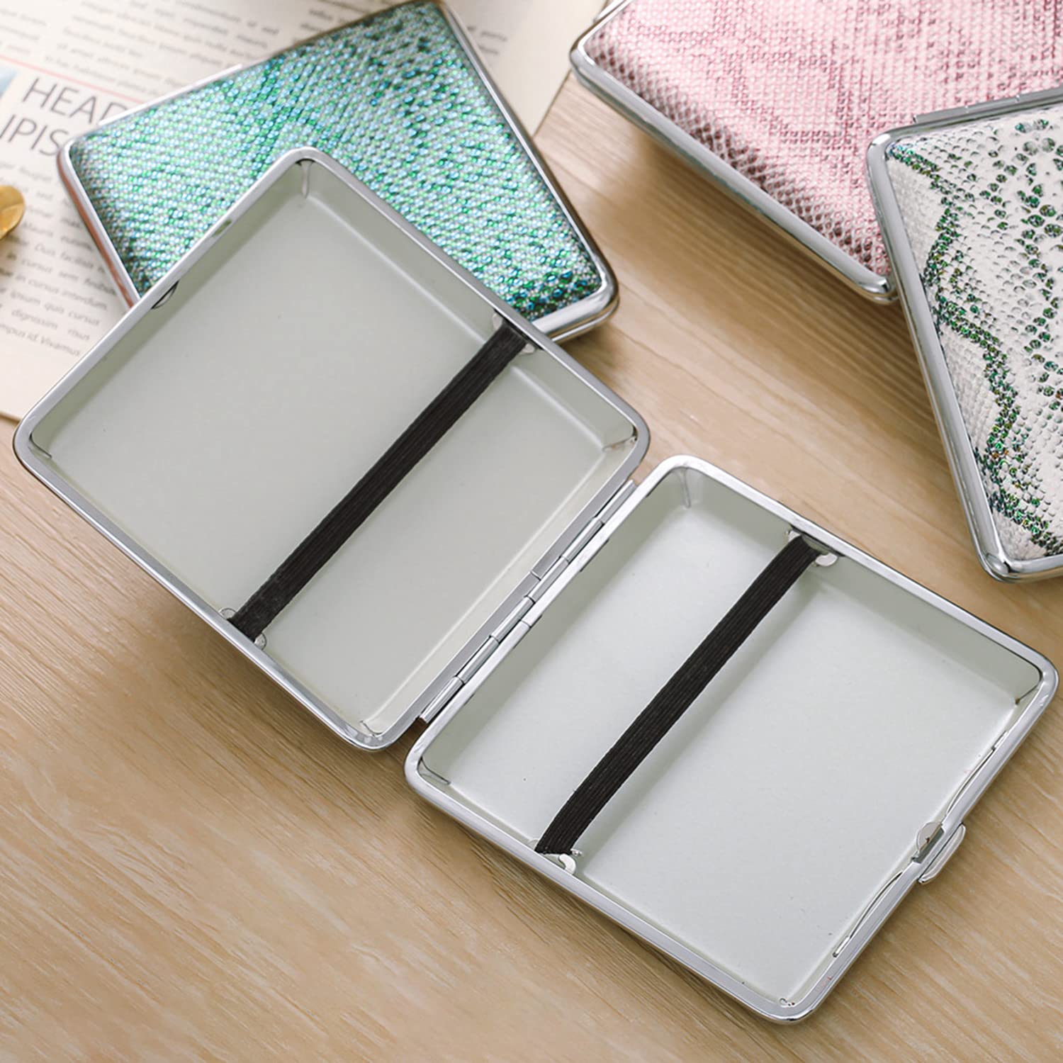 Portasigarette In Metallo Con Teschio | PU Pelle Per 20 Sigarette | Design Unisex Nero - Foto 9