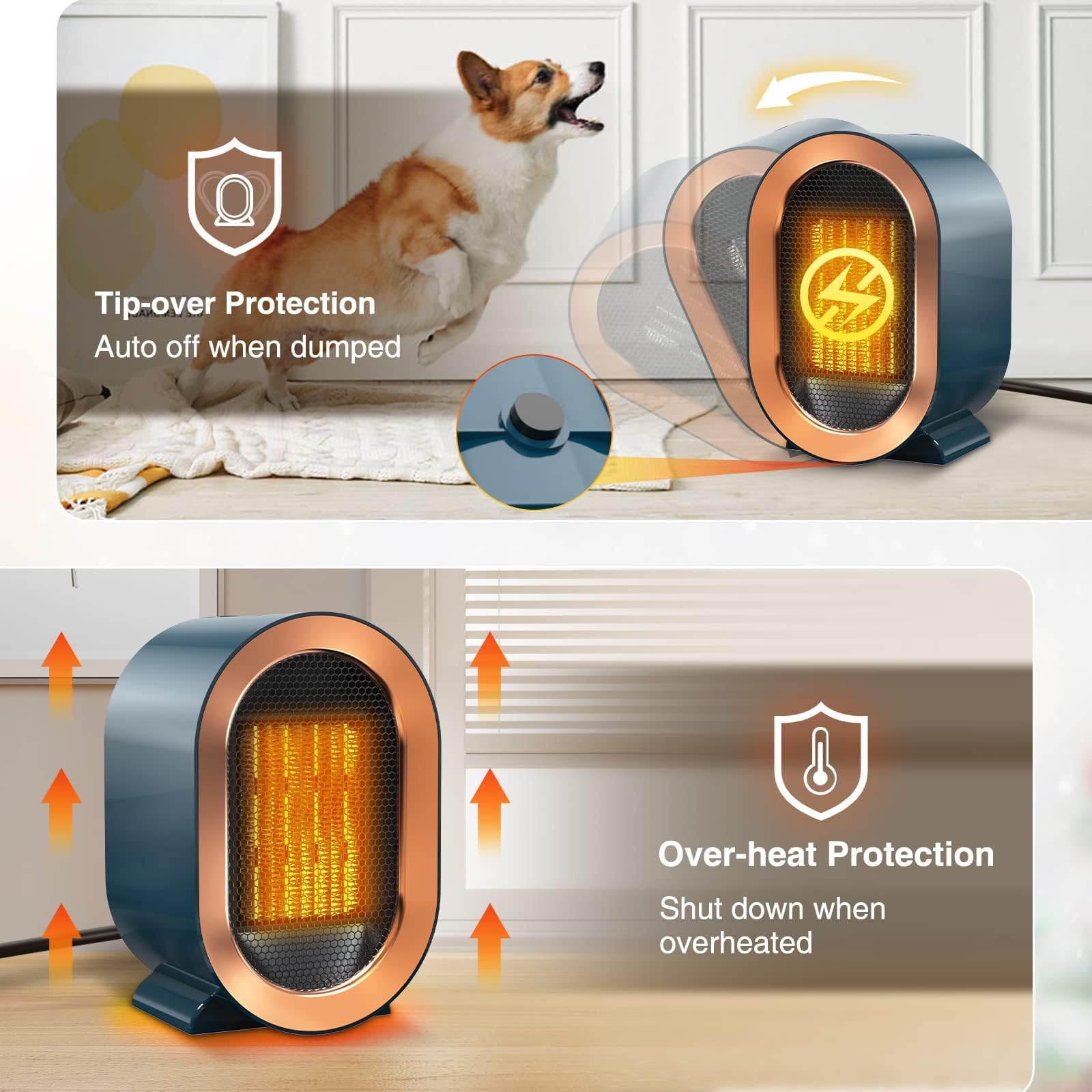 Heaters For Indoor Use Portable Space Heater Indoor, 3 Modes Portable Small  s With Overheat And Tip-Over Protection For Fast, Quiet And Energy  Efficient Heating (Grey Black Electric Heater, image size:1600x1600