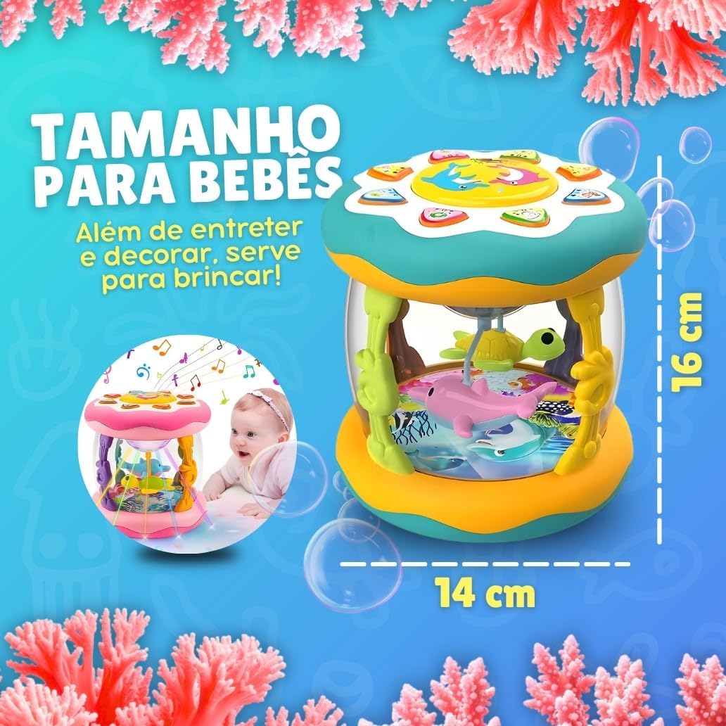 Children's Light Carousel Toy Light And Sound Baby Night Room Projector Sound and Light Boy Girl Musical Didactic (Blue)