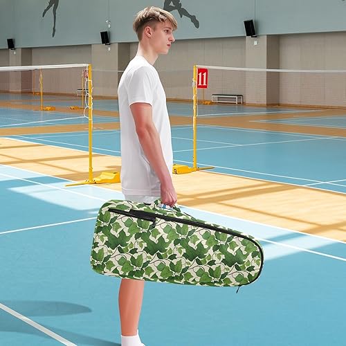 Miniatura 8 de Bolsa de tenis unisex impermeable vintage con estampado de hojas de ratán verde, 3 raquetas de bádminton para tenis, bádminton, raquetas de tenis