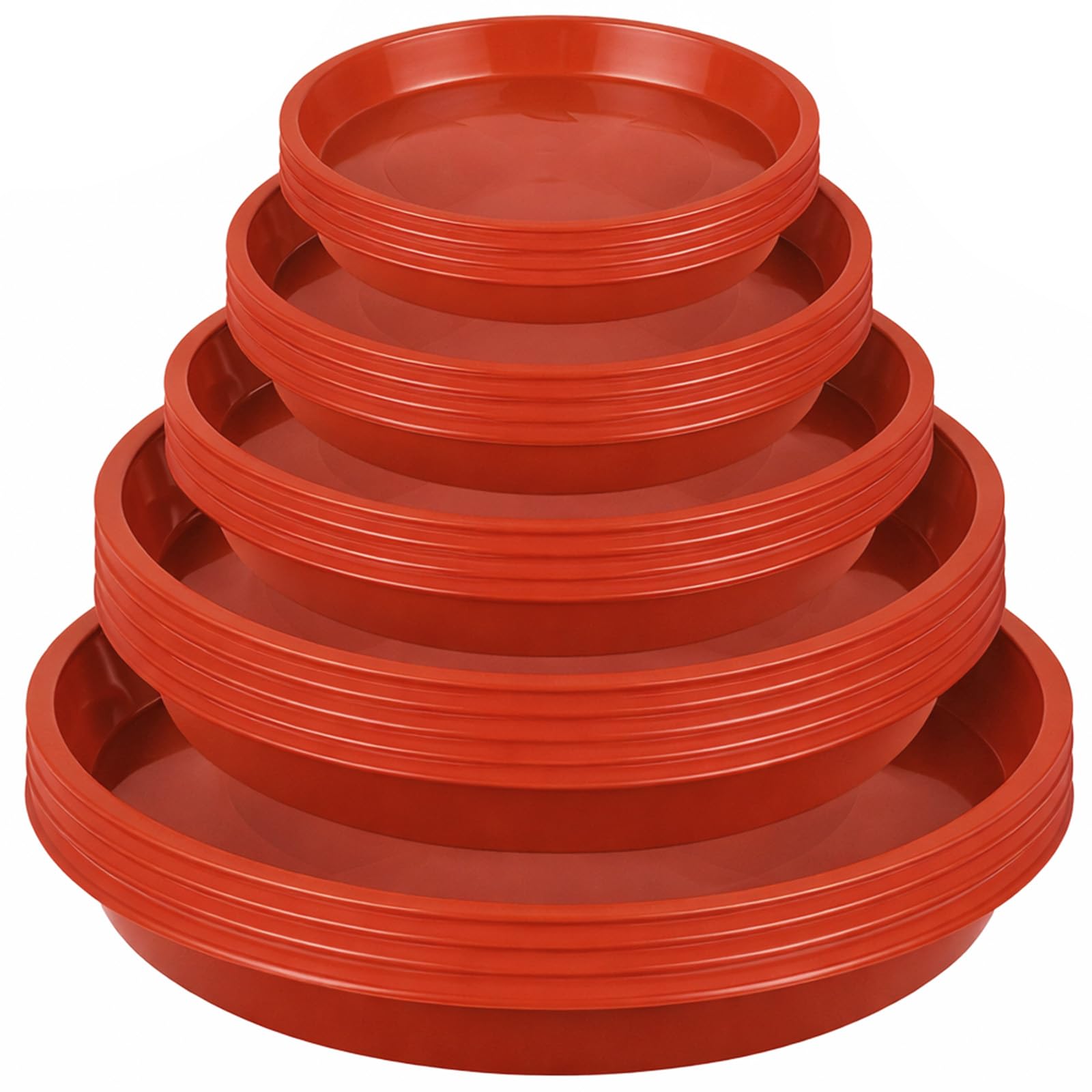 Furuising 20Pcs Plant Pot Saucers 12/14/16/18/22cm, Plant Saucers for Pots, Plastic Drip Trays Circular with 21Pcs Colorful Labels for Home, Balcony, Garden Flowers and PlantsοΌRedοΌ