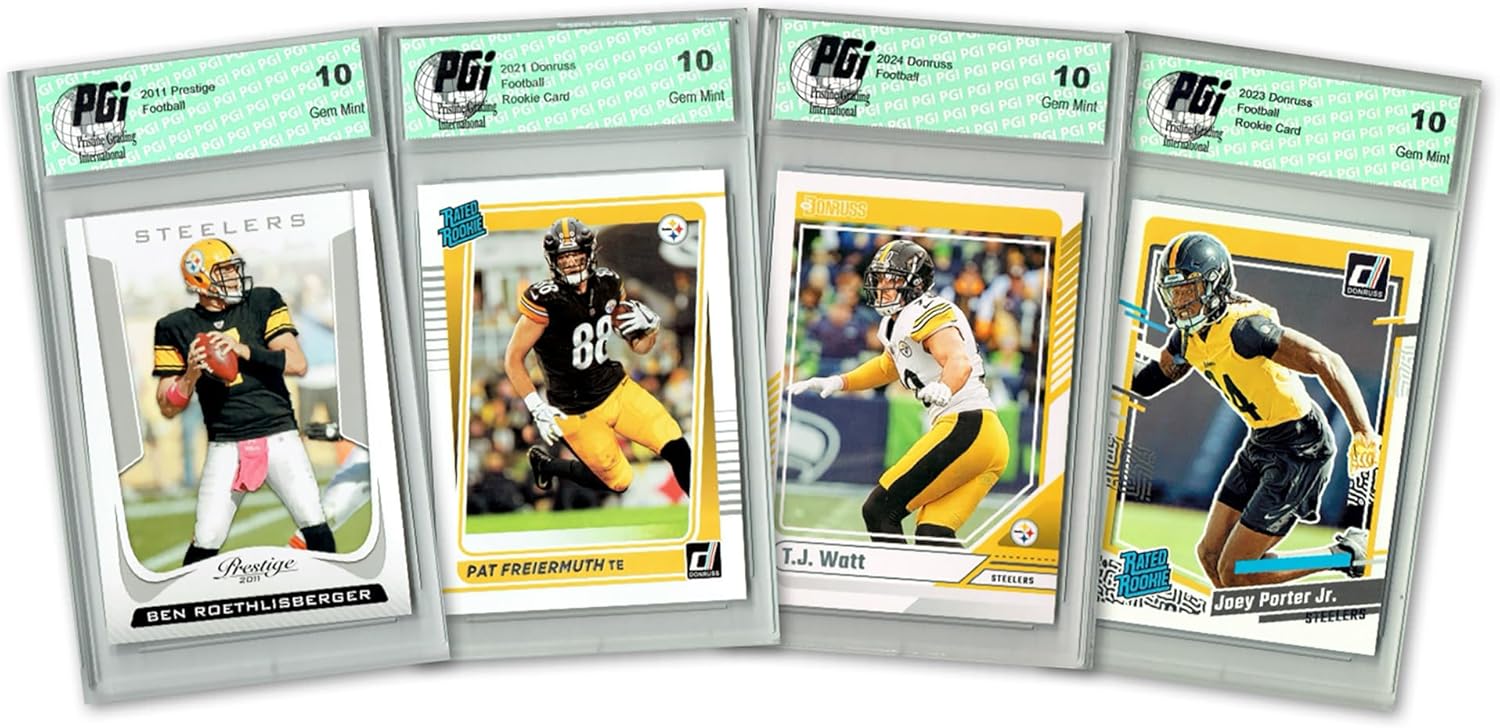 4) Pittsburgh Steelers PGI 10 Donruss Football 2024 Graded Trading Card Team Set