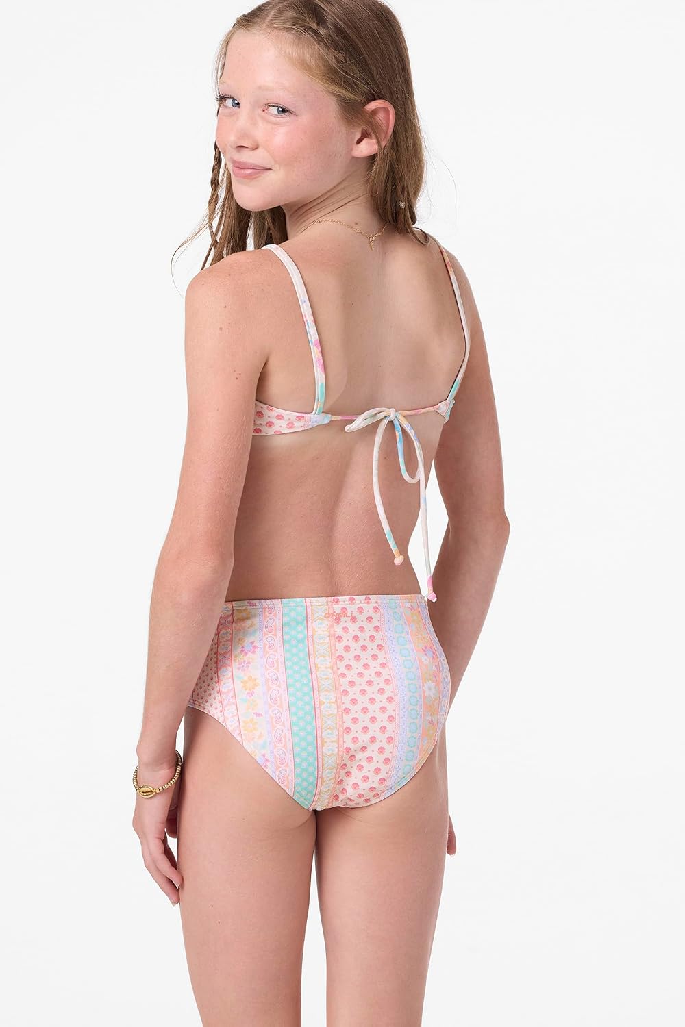 O'NEILL Girl's Bali Floral Revo Tie Back Bralette Set | Reversible Top, High Waist Bottom