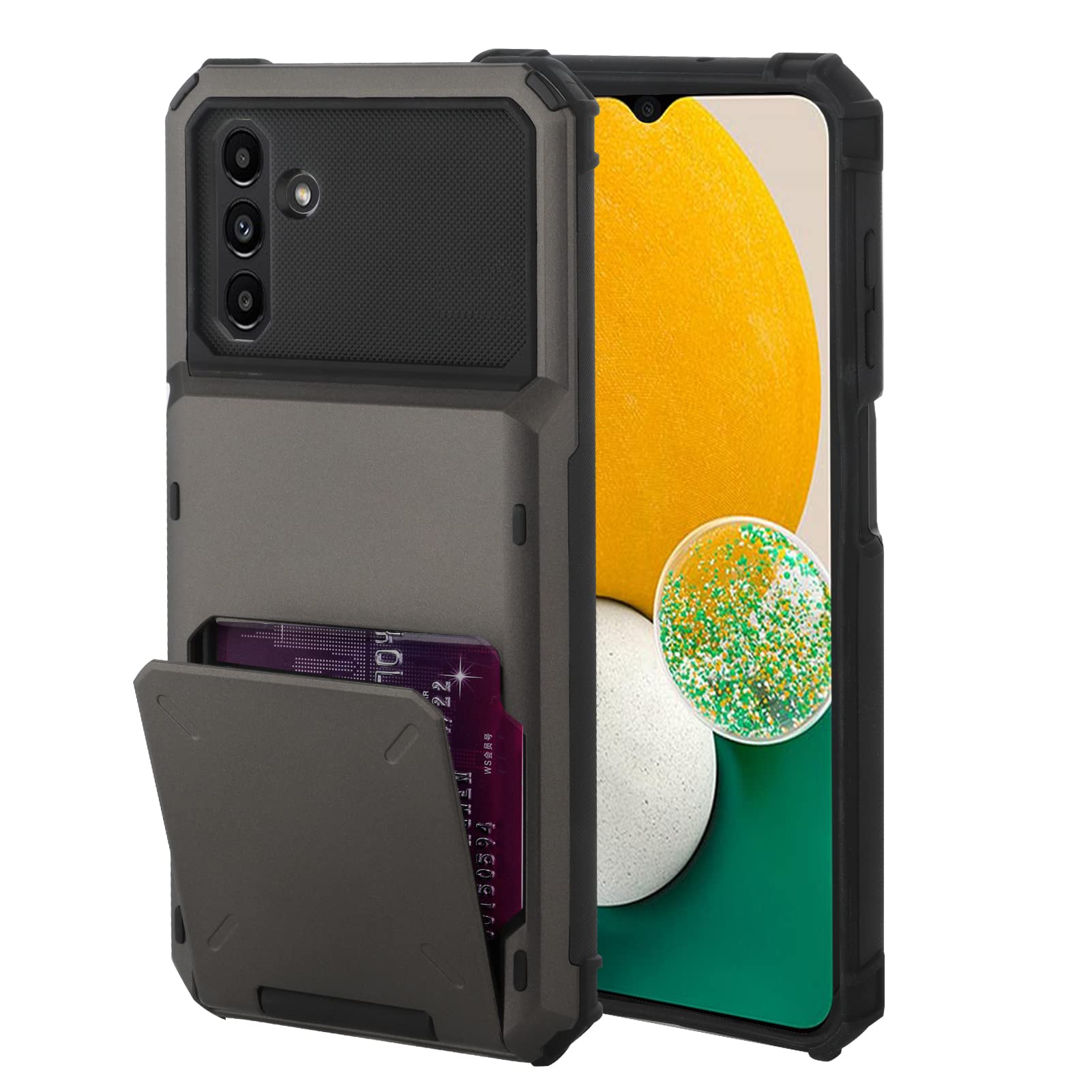 Marphe Wallet Case for Samsung Galaxy A14 5G Case with 4-Card Credit Card Holder Slot Shockproof Cover Hybrid Heavy Duty Protection Armor Phone Case Compatible with Samsung Galaxy A14-Gray