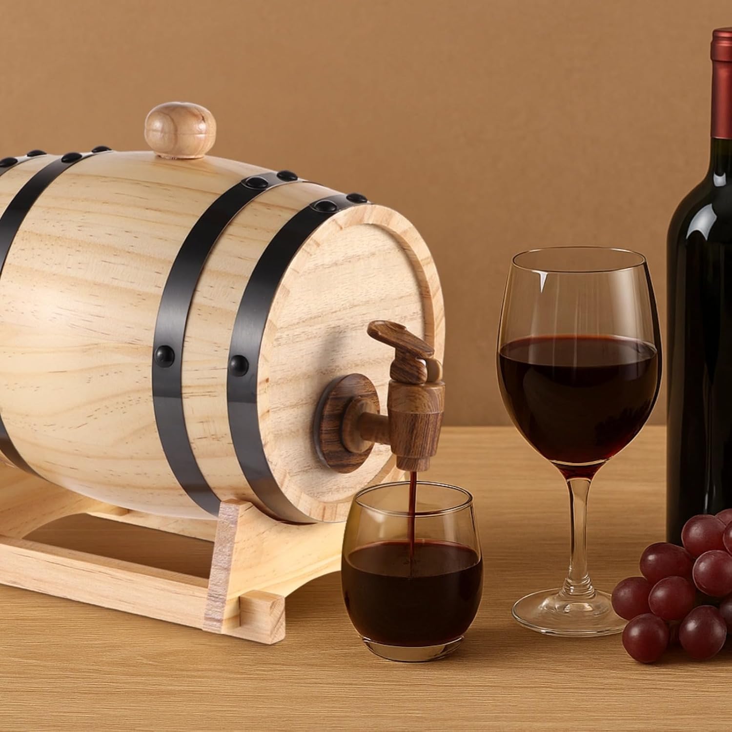 Oak Barrel for Aging Wine, Whiskey, 1 L/33.8 Fl Oz