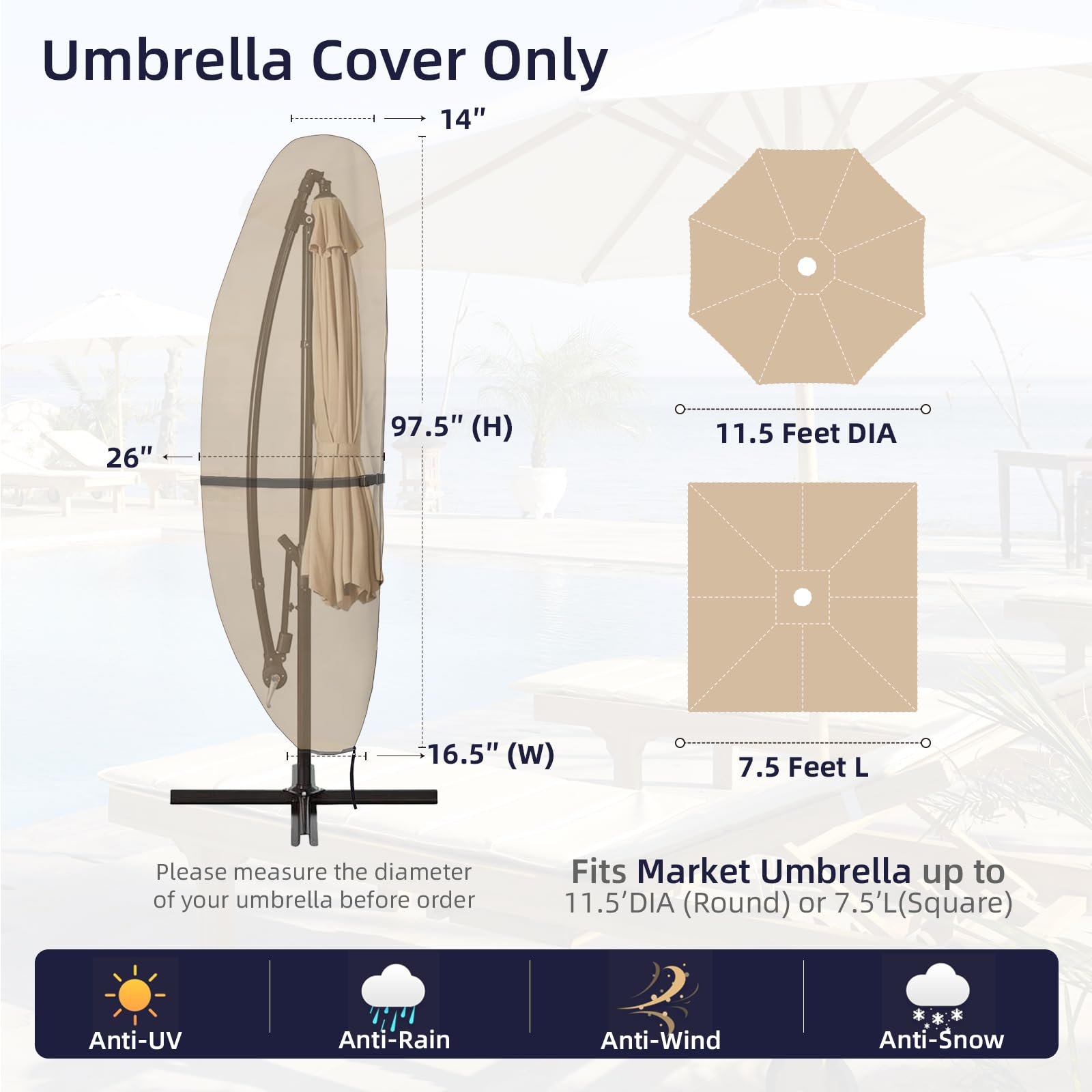 doral designs banana cantilever patio umbrella Jorohiker Parasol 420D Offset Style Cover,Brown designed for easy operation Product Type_Helmets Bucktail Jig Saltwater Fishing Color:Clown Shoes