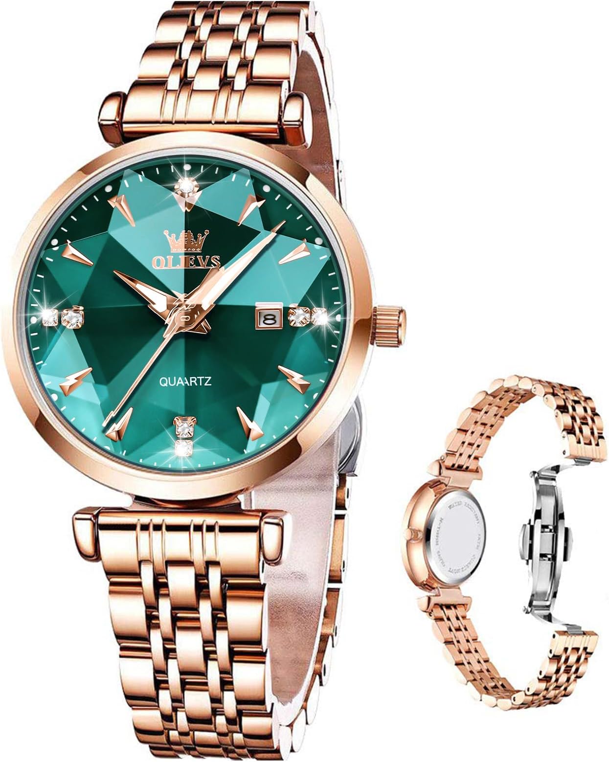 Women Watches Simple Dress Ladies Watch Rose Gold Stainless Steel Watch Waterproof Quartz Date Luxury Diamond Small Wristwatch Fashion Analog Female Reloj Mujer Blue White Green Red Yellow Face