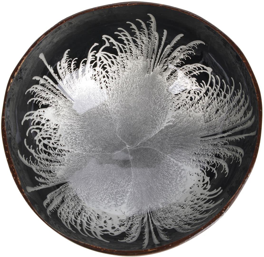 ChezMax Natural Coconut Bowl Mother of Pearl Inlaid Shell Bowls Key Bowl for Entryway Table Candy Container Nuts Holder Fruits & Dry Snack Storage