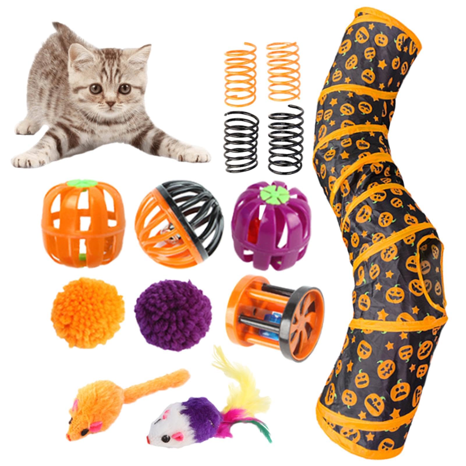 Katzentunnel Halloween Design - Faltbarer Spieltunnel Mit Kürbis-Motiv